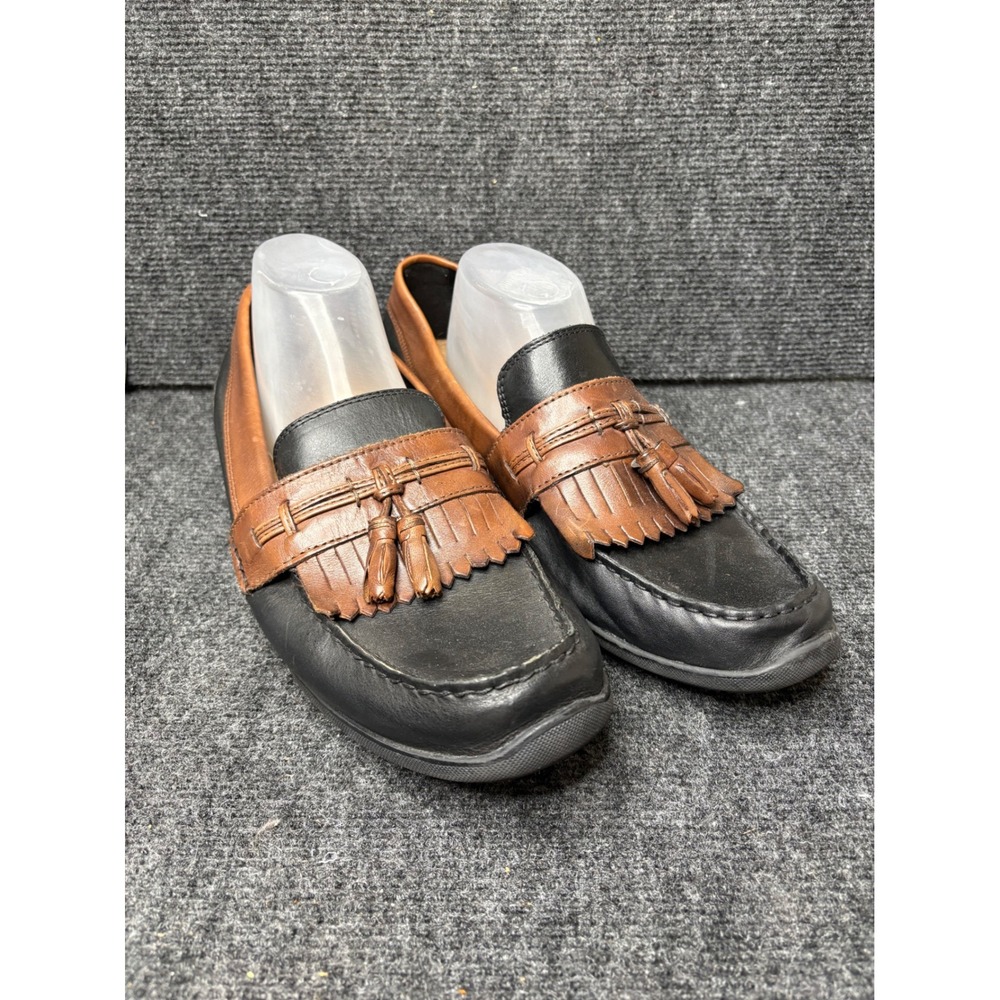 Dockers Mens 13M Black Brown Leather Kiltie Tassel Loafers 90-35549